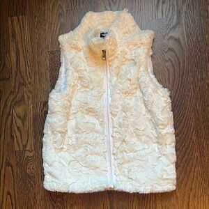 North Face White Faux Fur Vest
